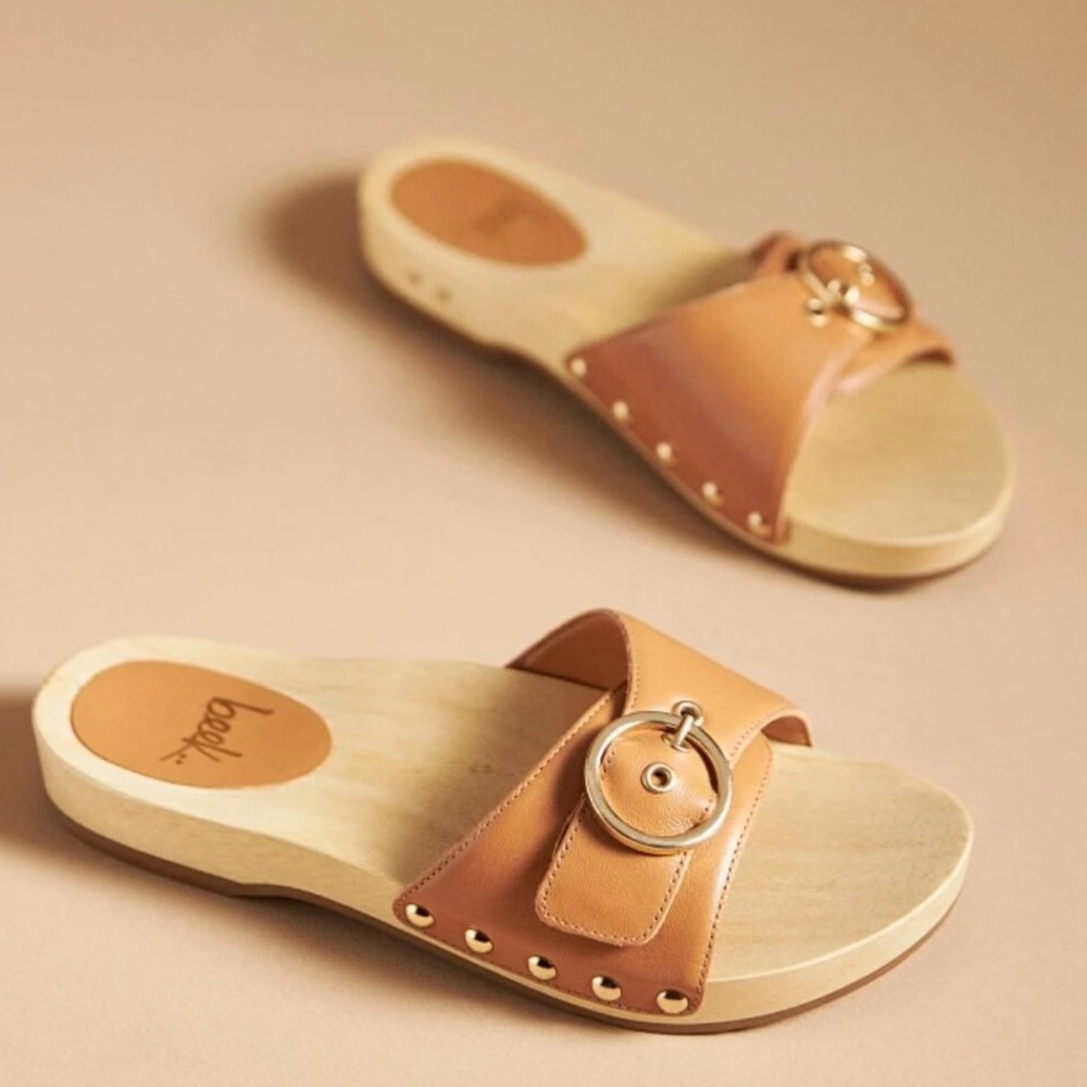 NWT Beek Tan Leather Slide Sandals with Dustbag